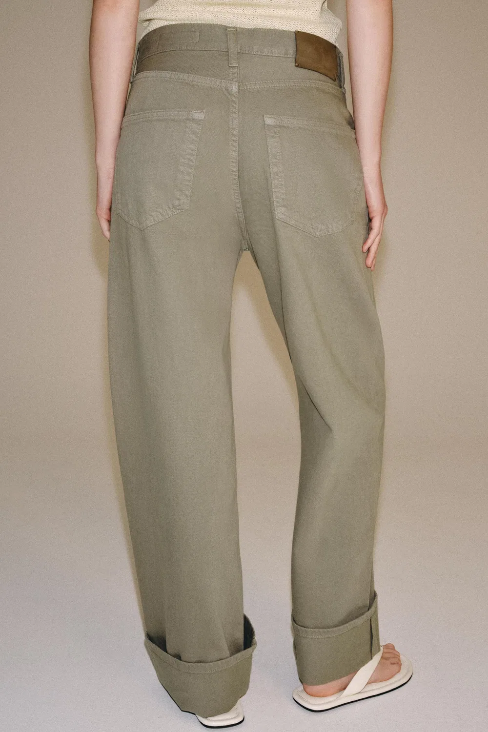 Джинсы свободного кроя средней посадки из коллекции ZW ZARA, Khaki — фото 4