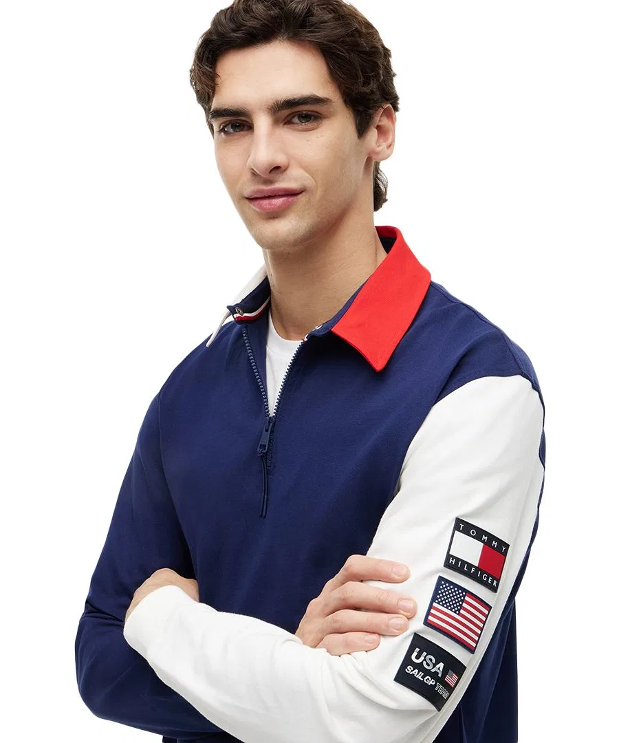 Рубашка-регби с воротником и цветовой блокировкой U.S. SailGP Tommy Hilfiger, Yale Navy/Ecru — фото 3