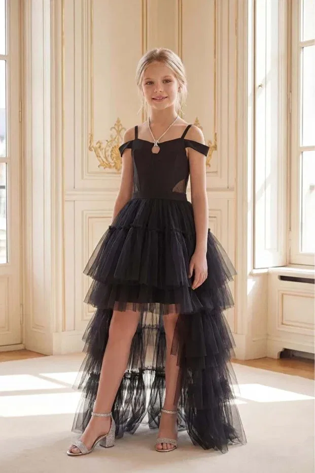 Детское вечернее платье для девочек с длинным рукавом Butikhappykids, Black