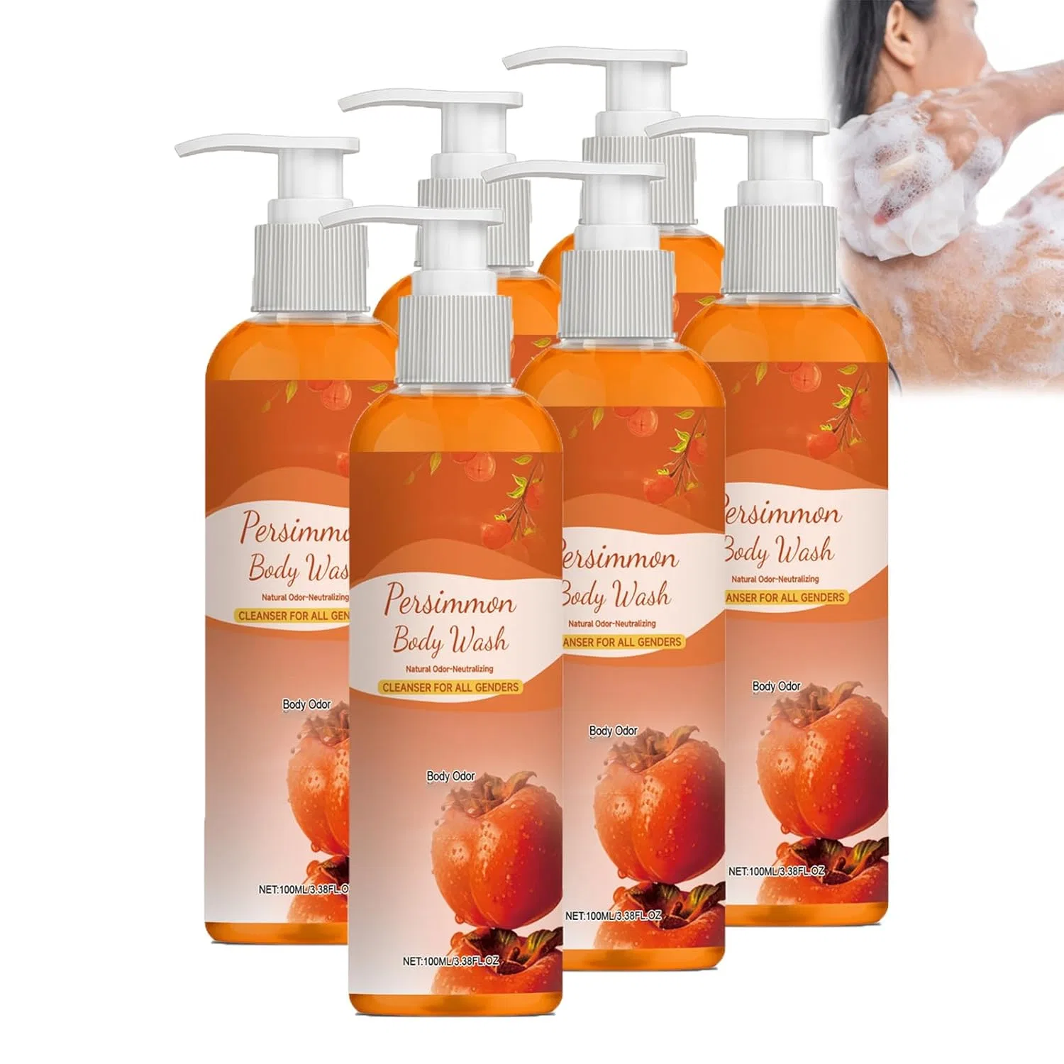 Гель для душа Хурма, Deep Cleansing и Moisturising, ZLHHRZJX, 6 шт, 100 мл