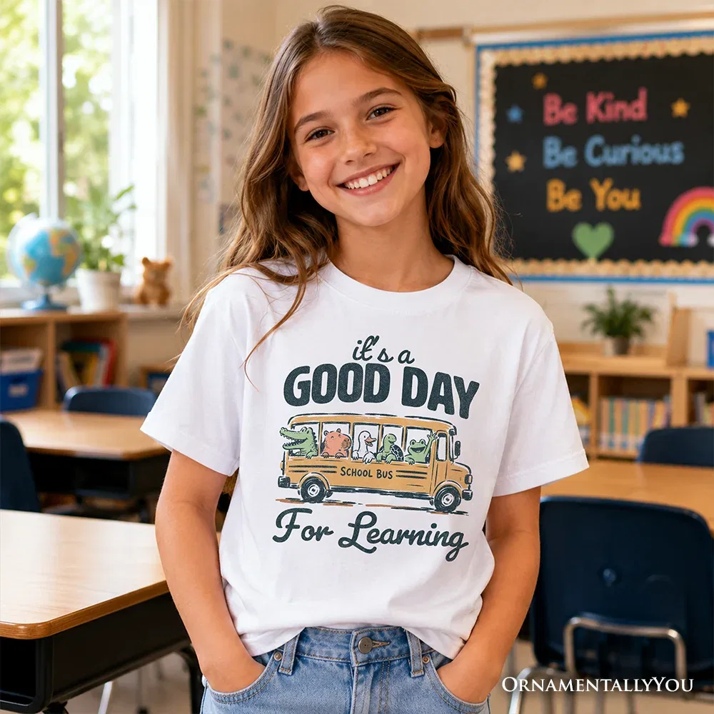 Детская футболка с принтом школьного автобуса School Bus Student Youth T-Shirt OrnamentallyYou, White