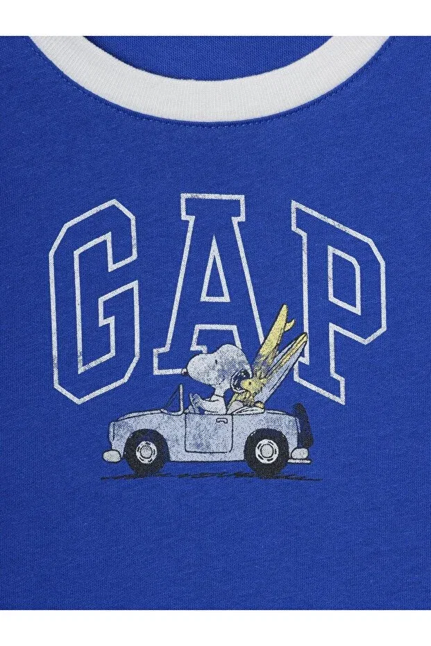 Детская футболка для девочек с принтом Snoopy Logo Gap, Blue-001 — фото 2
