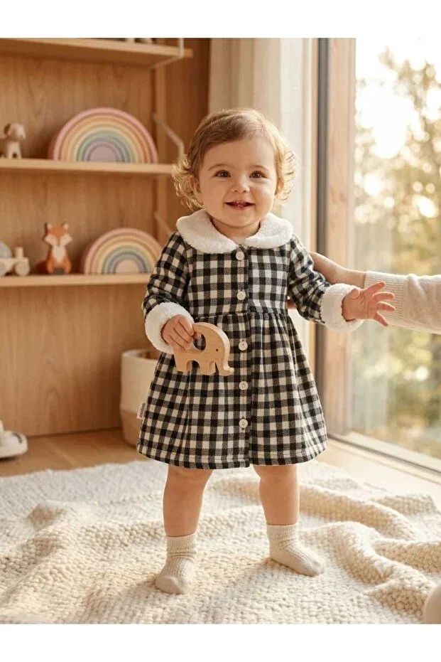 Детское платье для девочек с длинным рукавом Ciobaby, Black — фото 2