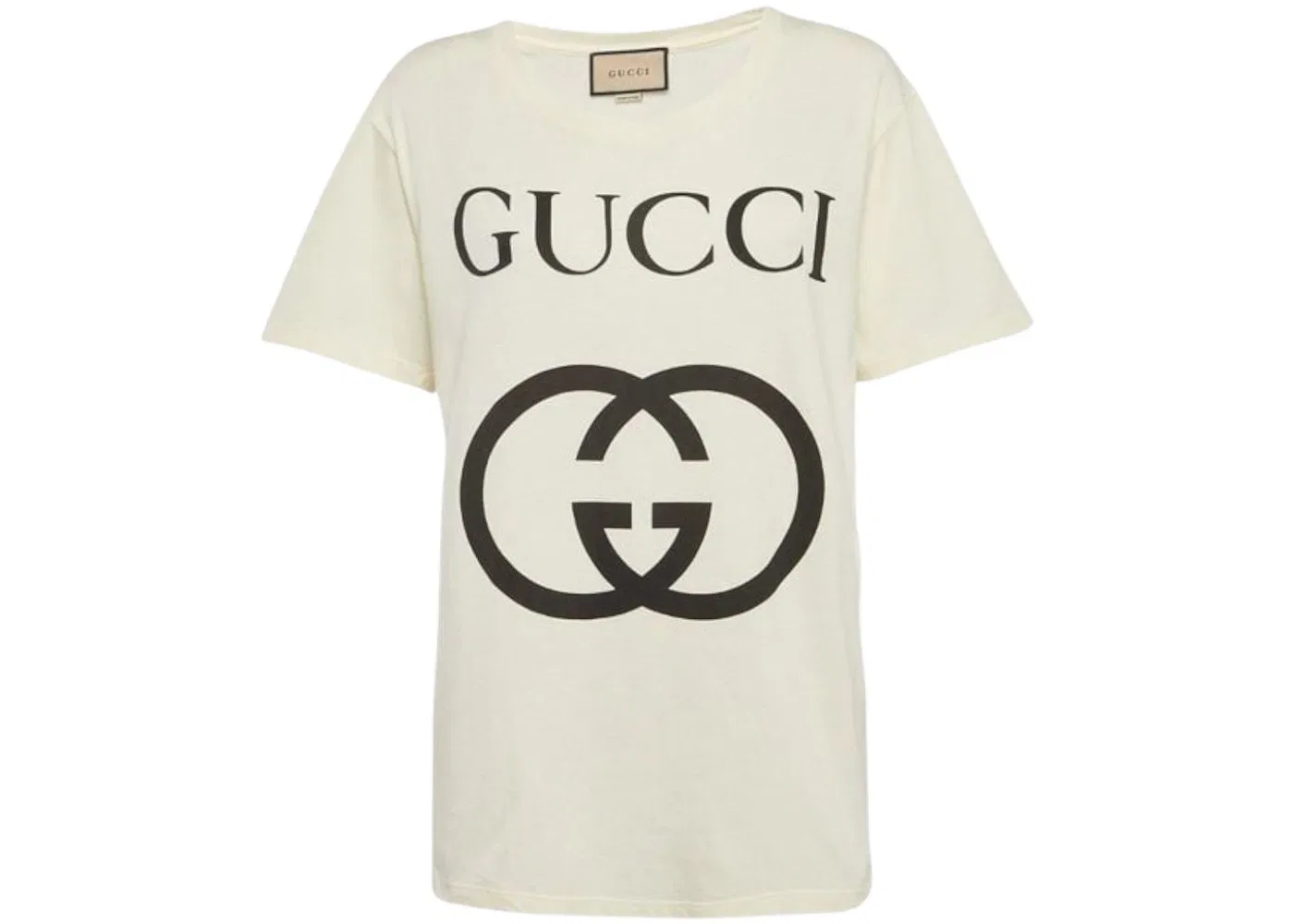 Мужская футболка с принтом Gucci Interlocking GG Logo T-shirt, Natural