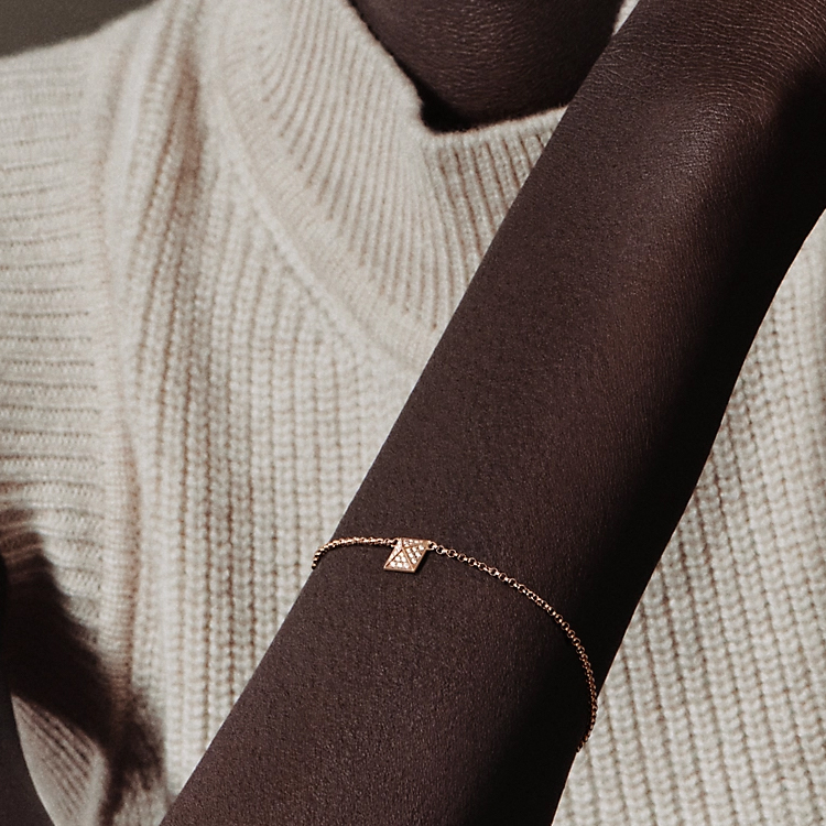 HERMES 18-каратное розовое золото, браслет с бриллиантами женский розовое золото — фото 4