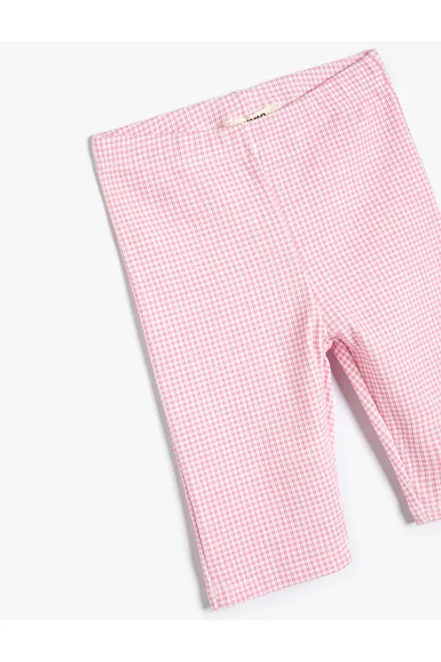 Детские леггинсы для девочек хлопковые Basics Koton, Pink Plaid — фото 3