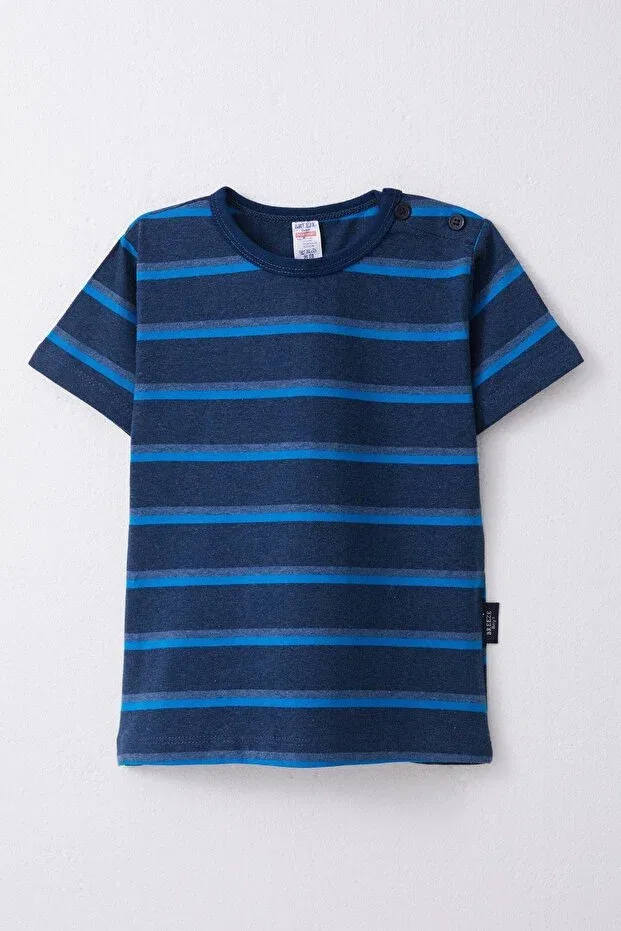 Детская футболка для мальчиков с принтом с длинным рукавом Breeze, Navy Blue Melange