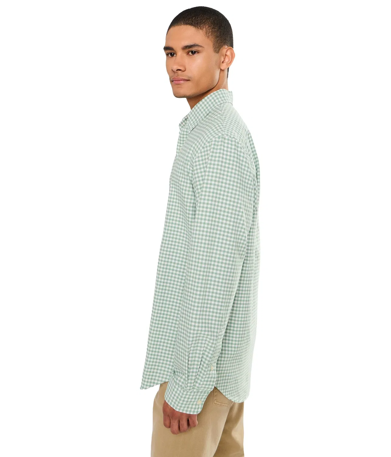 Оксфордская рубашка в клетку, индивидуальный крой Custom Fit Gingham Oxford Polo Ralph Lauren, Faded Mint/White — фото 3