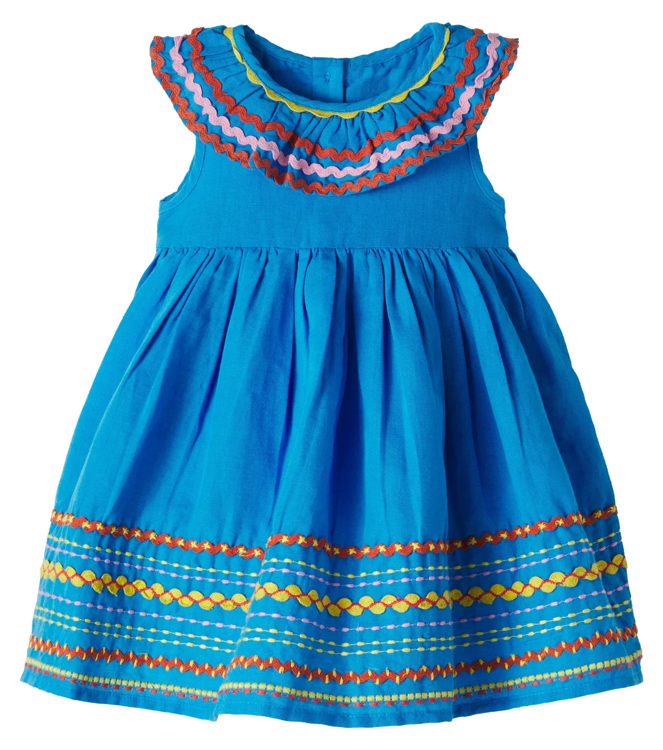Платье из льна и хлопка с вышивкой Stella Mccartney Kids, синий