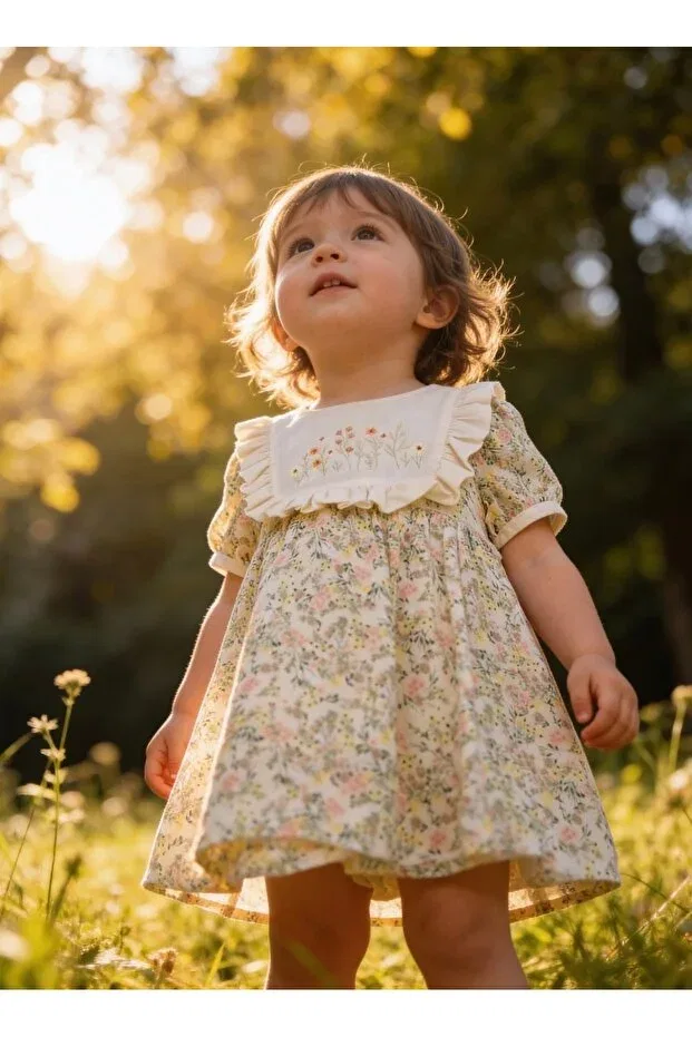 Детское платье для девочек с цветочным принтом Nalia Baby Wear, Green — фото 2