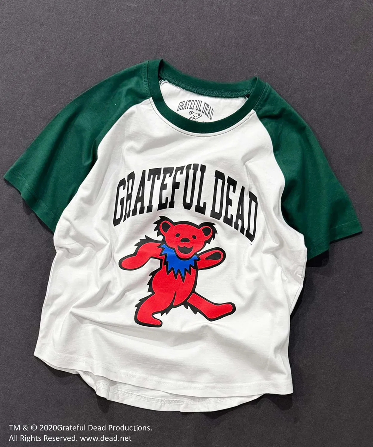Детская оверсайз футболка с принтом Grateful Dead, White/Green