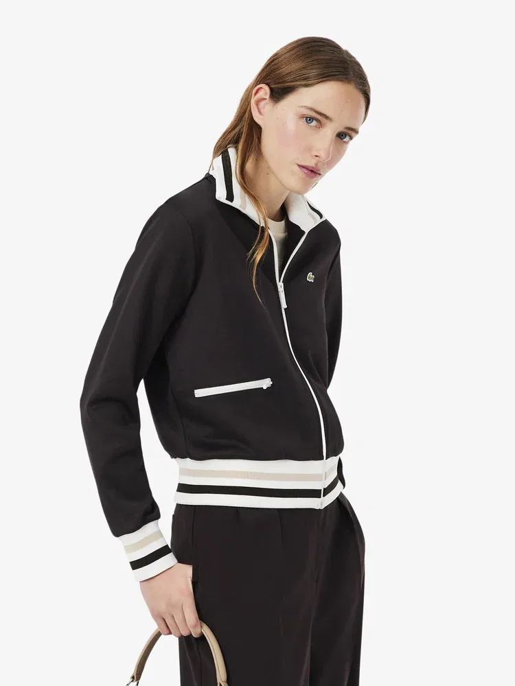 Свитер женский LACOSTE Antique Gold с цветной отделкой