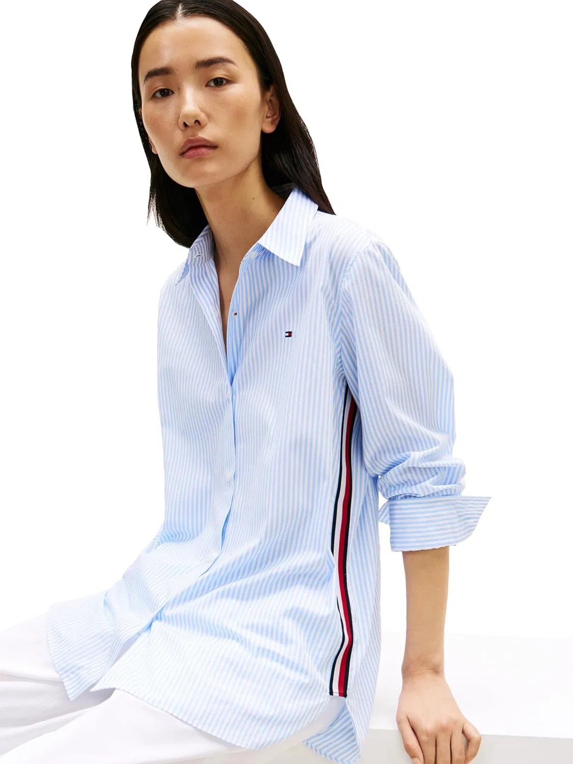 Женская рубашка с длинным рукавом Oxford Tommy Hilfiger, Classic Ithaca White Vessel Blue — фото 2