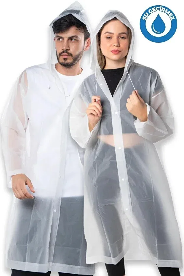 Детское пальто-дождевик длинное с капюшоном Karadağ Home, White