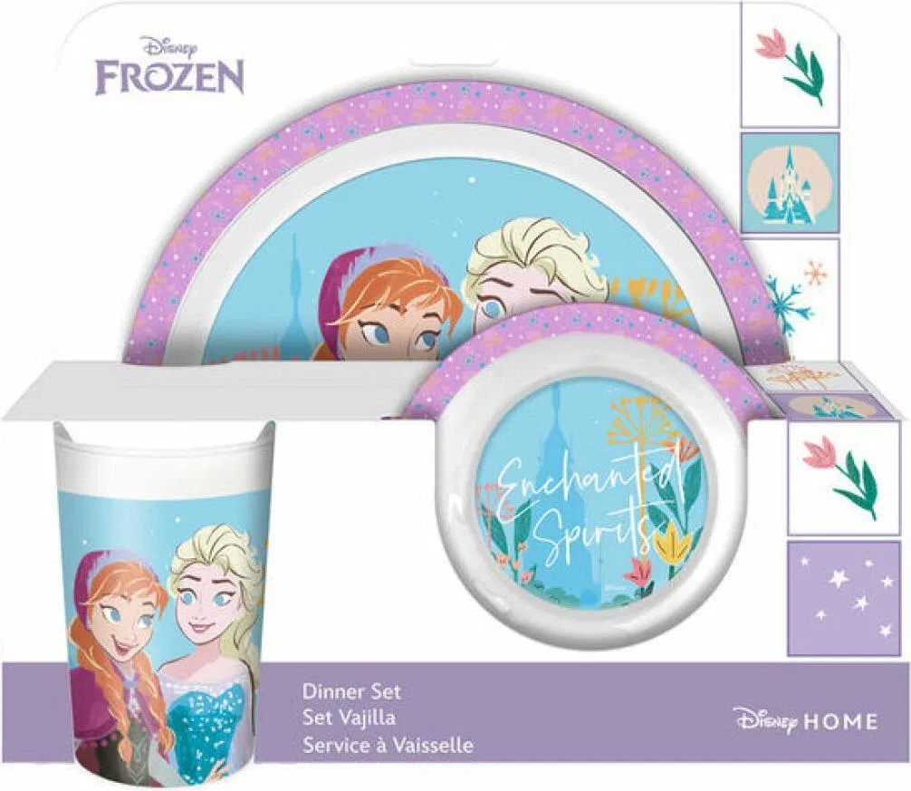 Детский набор посуды с принтом Frozen, 29x11x7,5 см, Kids Euroswan, прозрачный