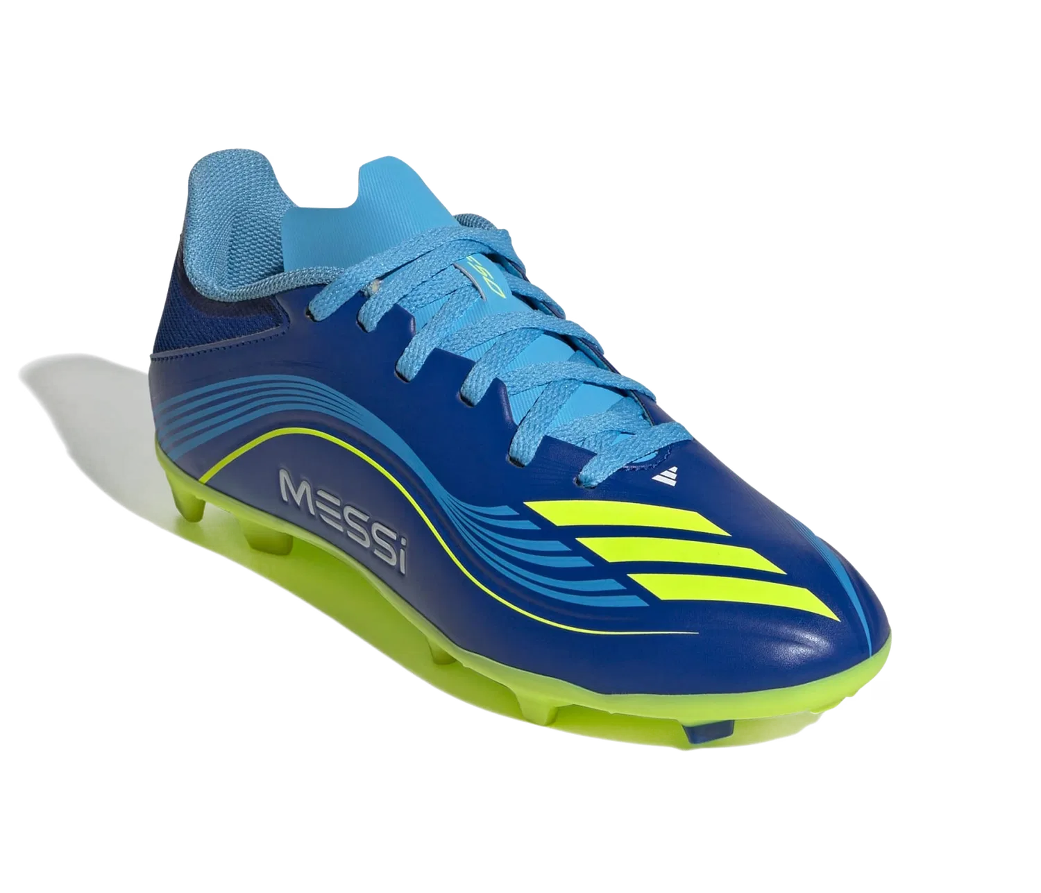 Детские футбольные бутсы с шнуровкой F50 Messi League Kids Adidas, синий — фото 2