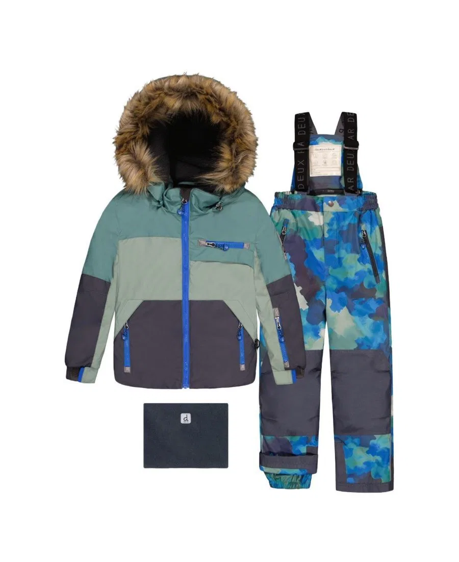 Детский двухкомпонентный зимний комплект Deux par Deux, Blue Camouflage