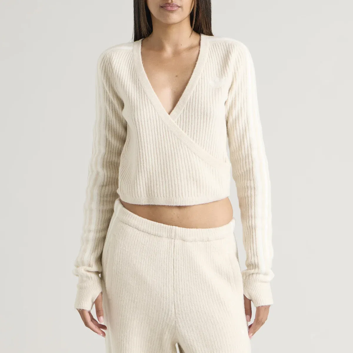 Кардиган-обертка с V-образным вырезом X Jennie Knit Wrap Cardigan Adidas, Clear Brown — фото 2