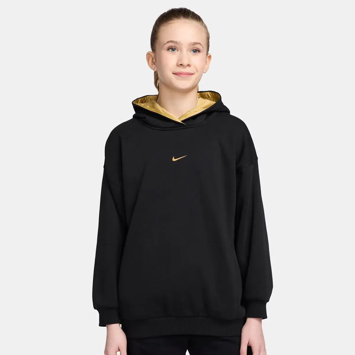 Детская худи для девочек с принтом Club Fleece Nike, Negro