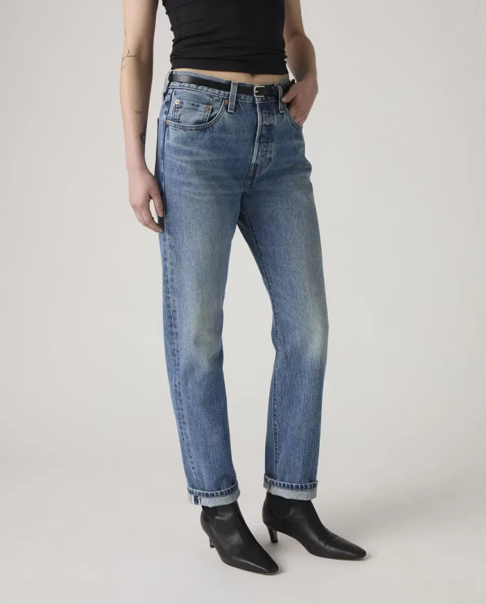 Женские джинсы прямые с потертостями 501 Jeans for Women Levi's, Azul — фото 3