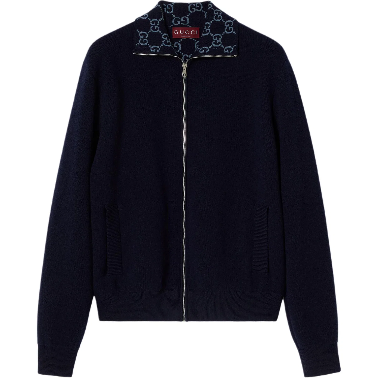 Мужская вязаная двусторонняя куртка на молнии Blue GUCCI