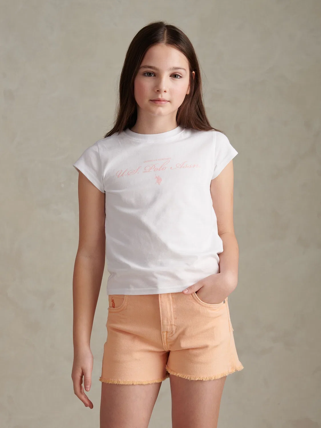Футболка с кап-рукавом, логотип U.S. Polo Assn, белый
