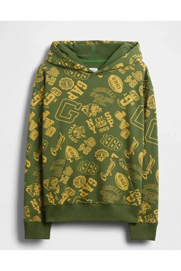 Детские свитшот для мальчиков с принтом Logo Gap Kids, Green — фото 4