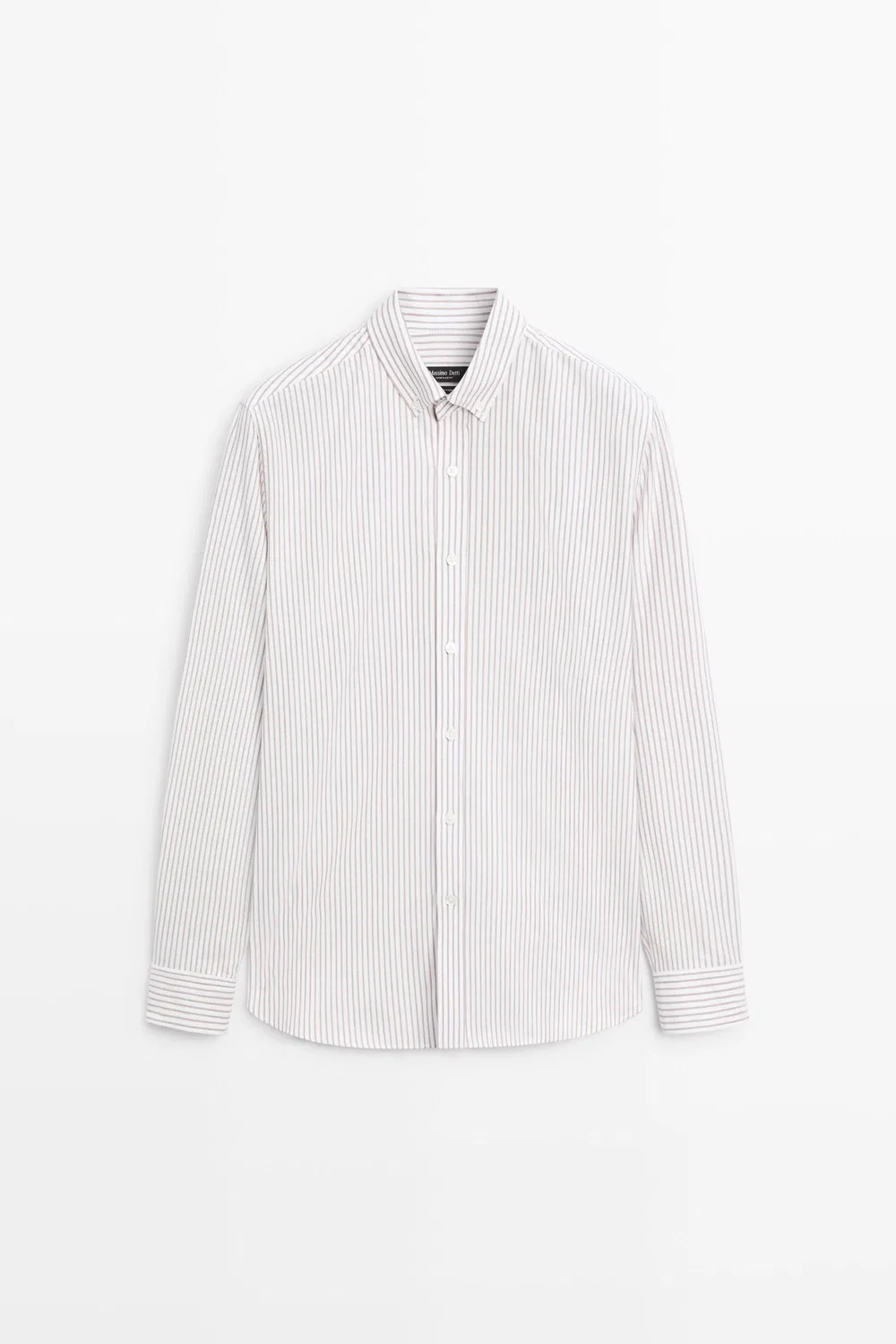 Рубашка Massimo Dutti 100% Cotton Regular Fit Striped, коричневый — фото 2