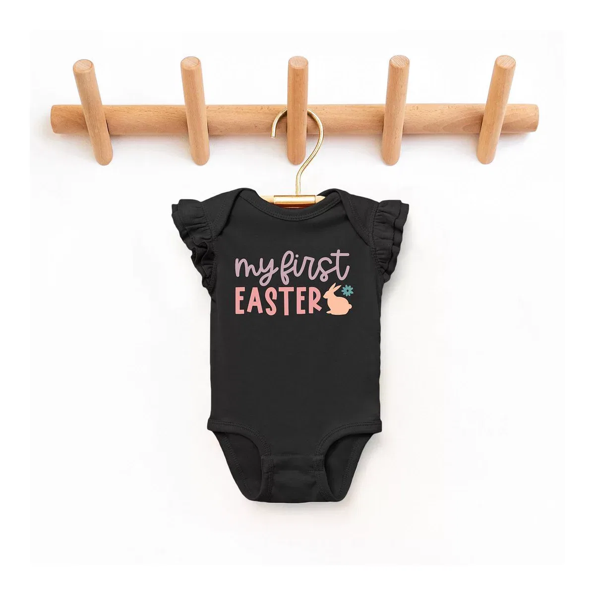Детский боди с рукавом-крылышком My First Easter Bunny The Juniper Shop, Black