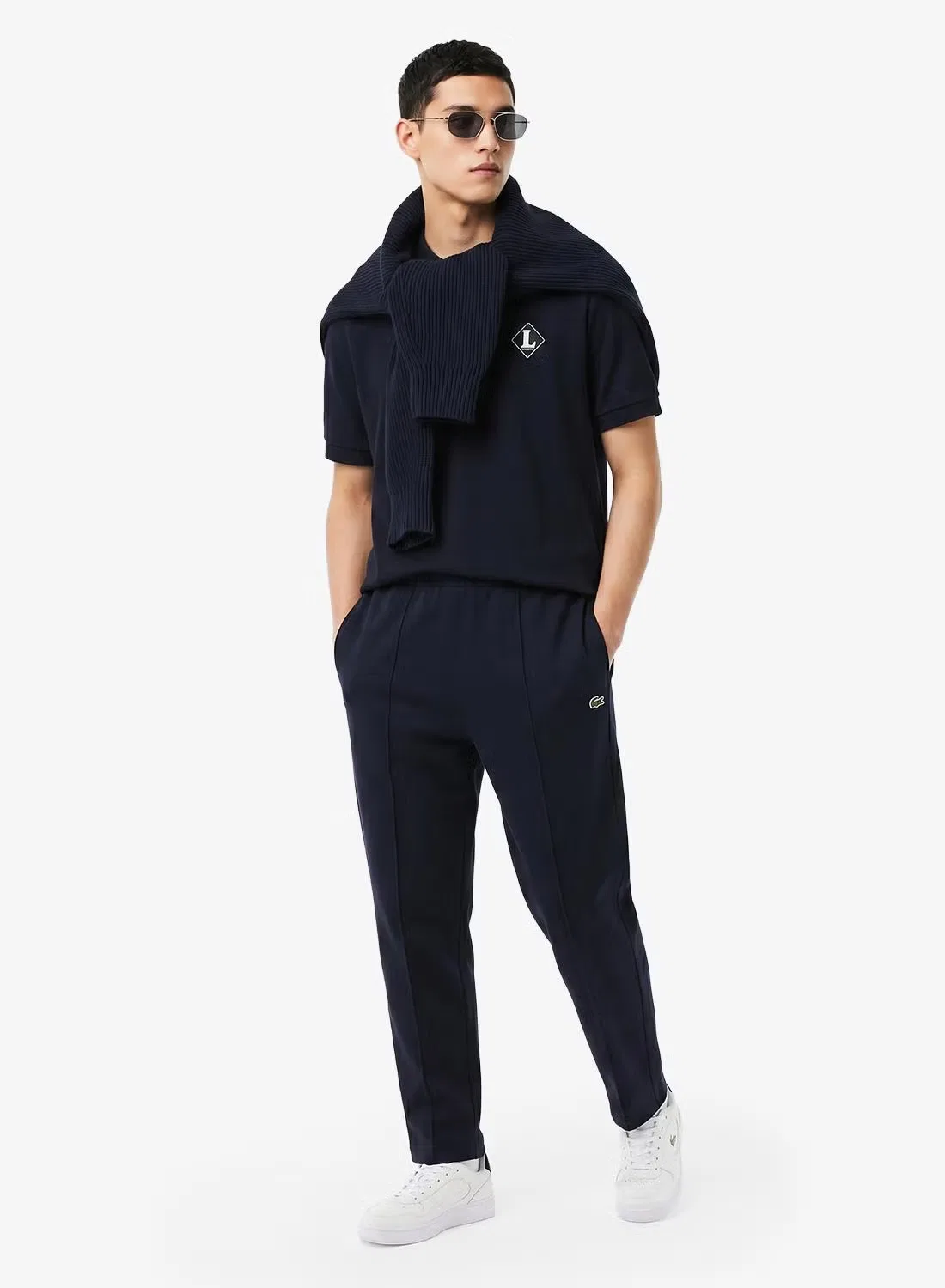 Поло классического кроя с нашивкой Lacoste, черный — фото 4