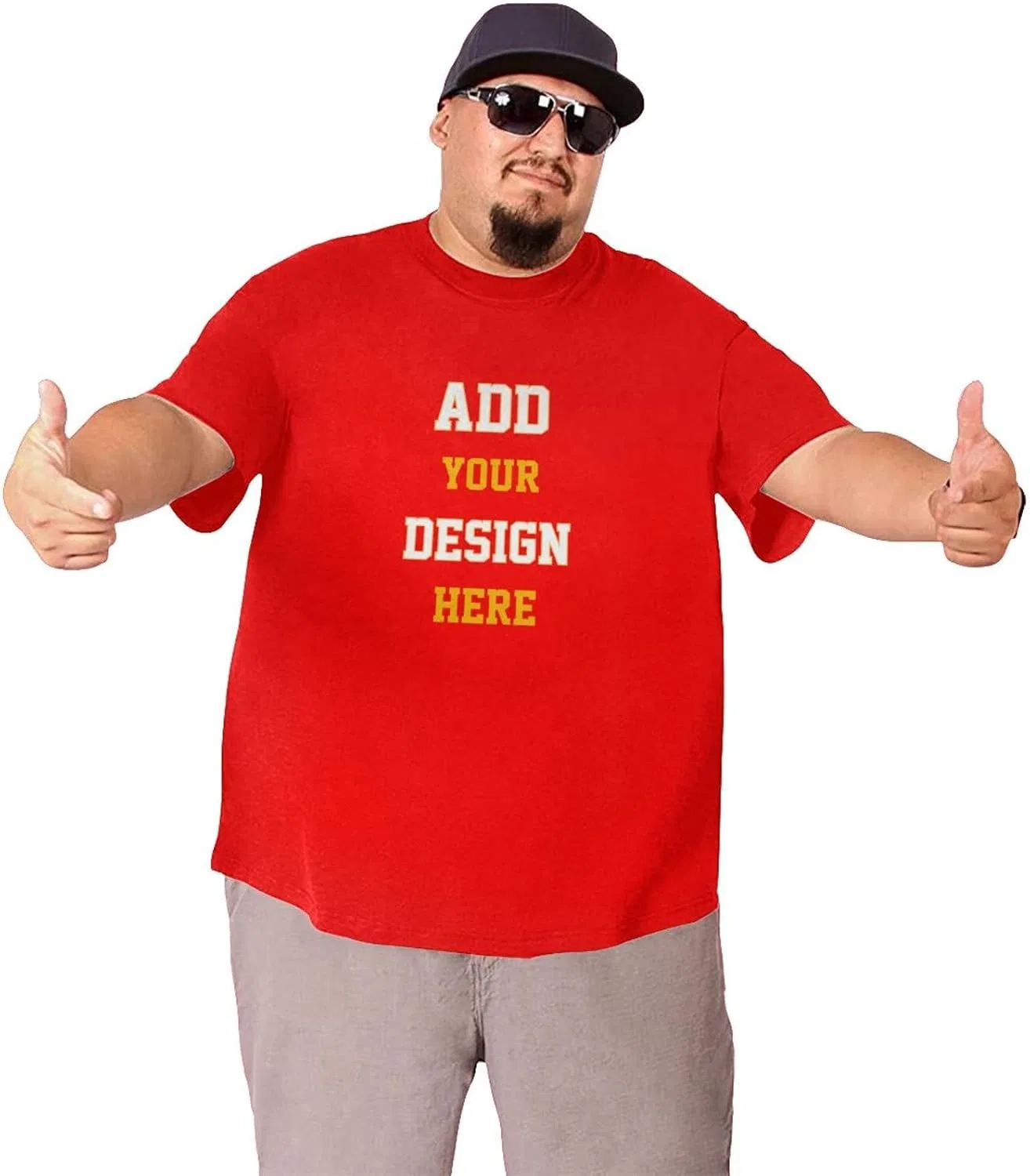 Мужская свободная футболка с круглым вырезом Custom Picture T-shirts for Big and Tall Men, Red — фото 3