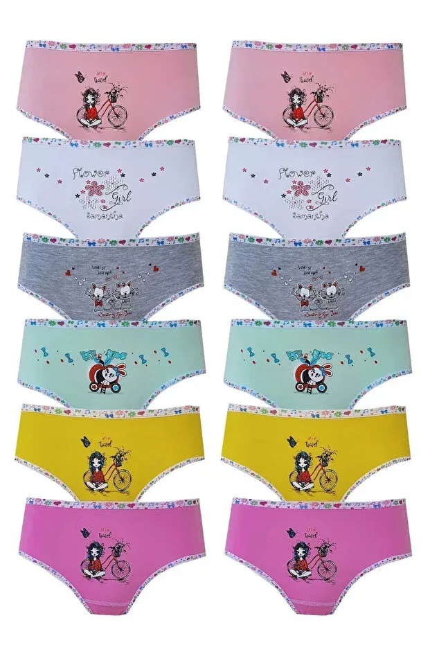 Детские трусы для девочек с принтом Tutku 12-pack Keyal, Multicolor — фото 2