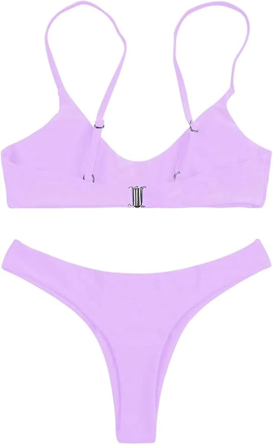 Женский бикини-комплект с V-образным вырезом и завязками 14 Light Purple — фото 3