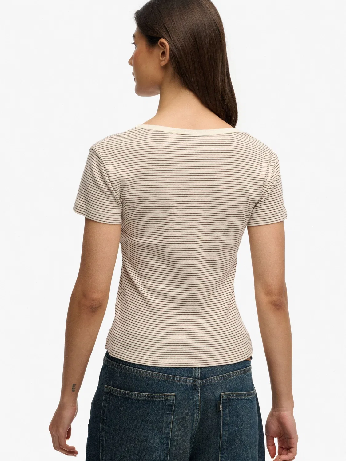 Топ с коротким рукавом Athletic Essentials Striped Superdry, коричневый — фото 2
