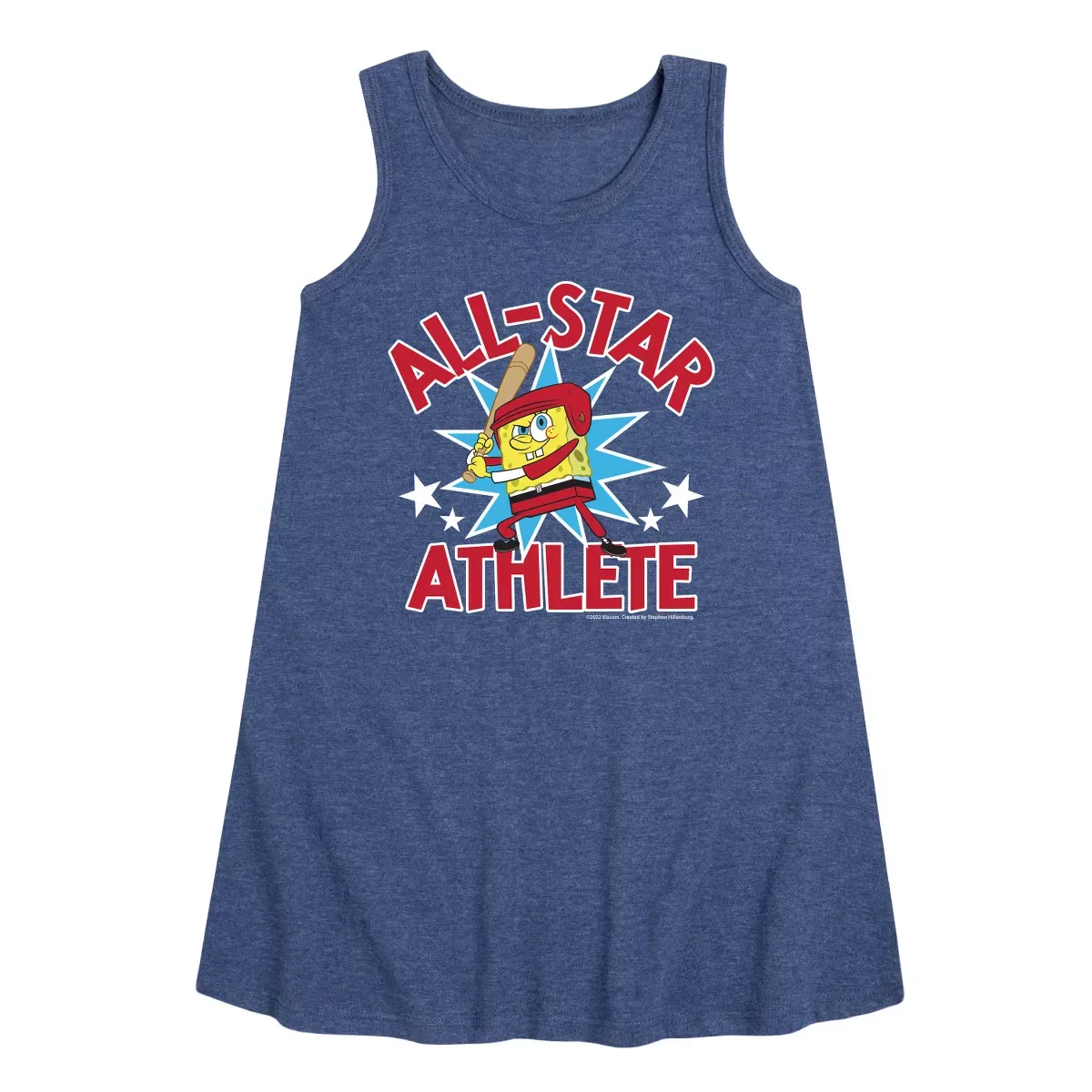 Детское платье-трапеция без рукавов SpongeBob SquarePants American All-Star, Heather Navy