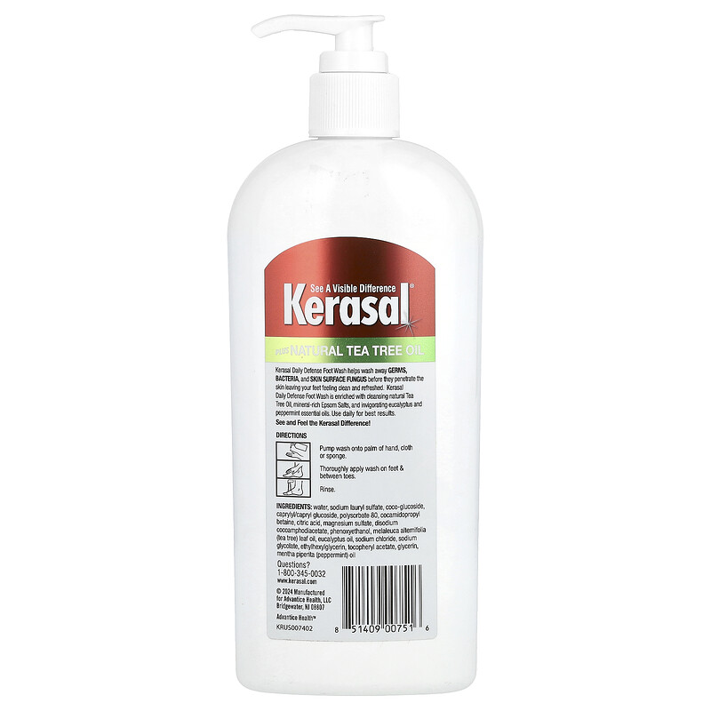 Kerasal, Daily Defense Foot Wash , с маслом чайного дерева, английской солью и другими эфирными маслами, 355 мл (12 жидк. унц.) — фото 2