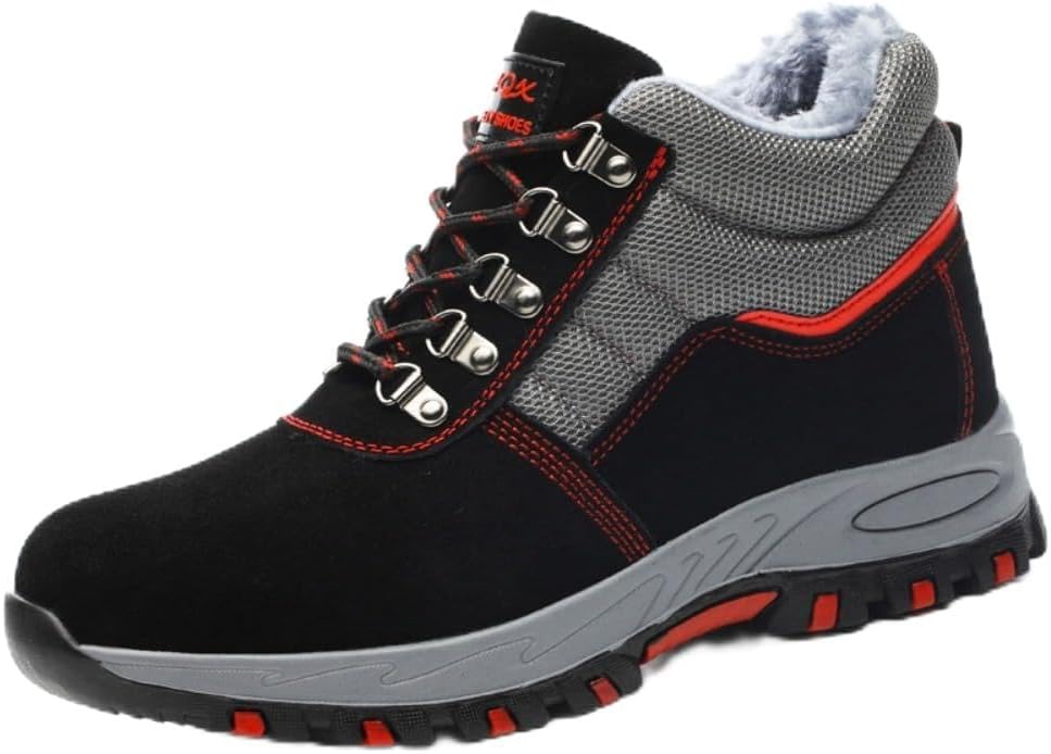 

Зимние ботинки с высоким берцем и стальным носком для мужчин и женщин, с теплой флисовой подкладкой, проколостойкие, легкие, больших размеров, обувь для безопасности на строительстве и в промышленности Spedify, черный