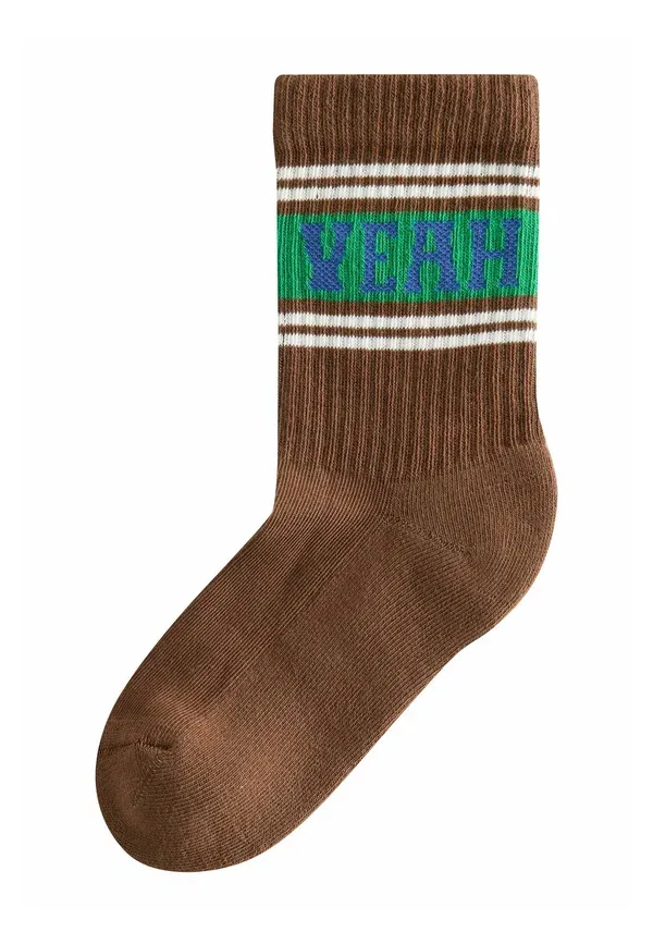 Носки 5 пар Next, ecru brown slogan stripe, цвет экрю-коричневый — фото 2