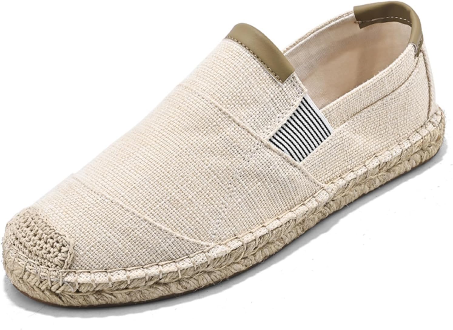 

Мужские дышащие слипоны из холщовой ткани, Ручная работа с подошвой из веревки эспадрильи, Легкие повседневные обувь для рыбалки, ходьбы и вождения с кожаными вставками Kelibasi, бежевый