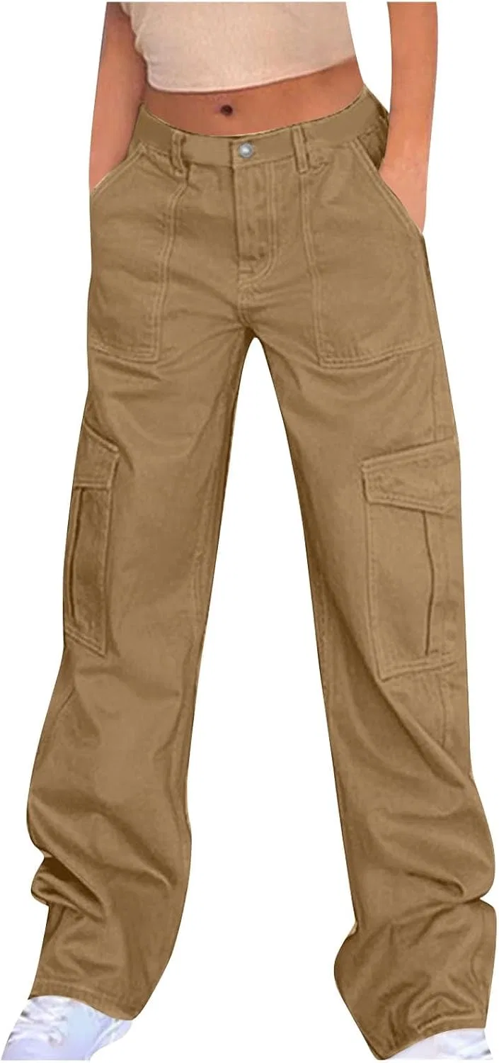 Брюки карго, широкие, Хаки