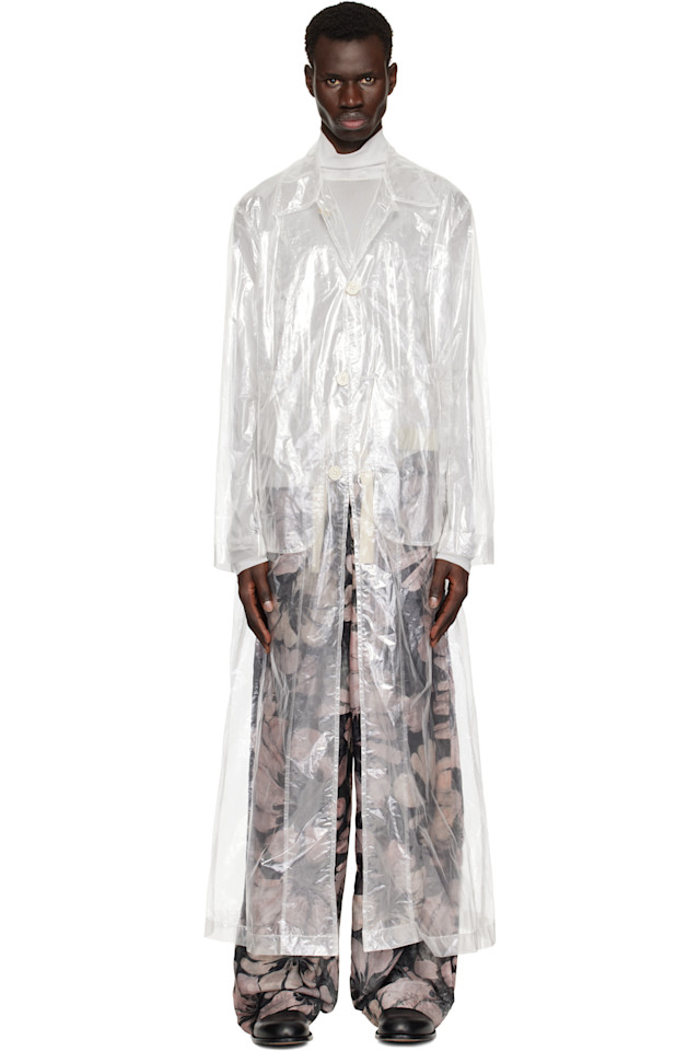 

Прозрачное нейлоновое пальто Dries Van Noten, цвет transparent, Серый, Прозрачное нейлоновое пальто Dries Van Noten, цвет transparent