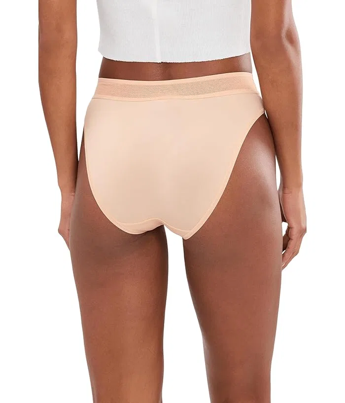 Брифы Lacoste Logo Waist Mesh Briefs, кружевная отделка и эластичный пояс с логотипом, бежевый — фото 2