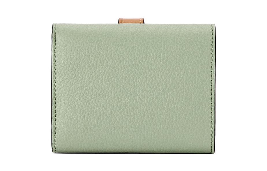 LOEWE Женский бумажник из мягкой телячьей кожи светло-зелёный с бежевым — фото 2