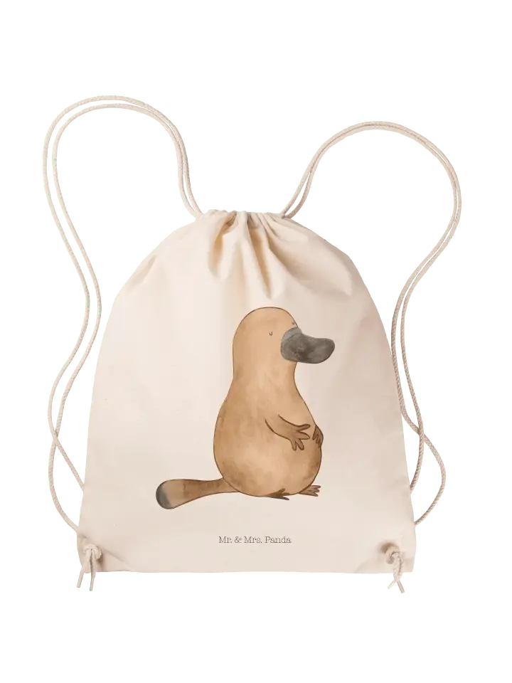 

Спортивная сумка Mr & Mrs Panda Sportbeutel Schnabeltier Mut ohne Spruch, кремовый