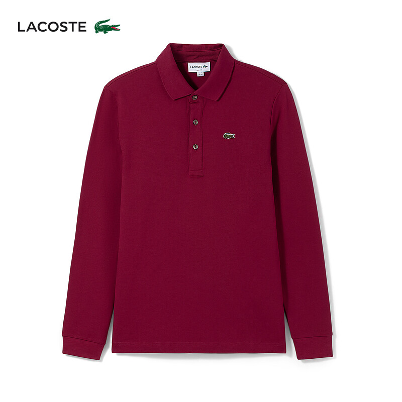 

Футболка мужская Lacoste с длинными рукавами и лацканами, бордовый