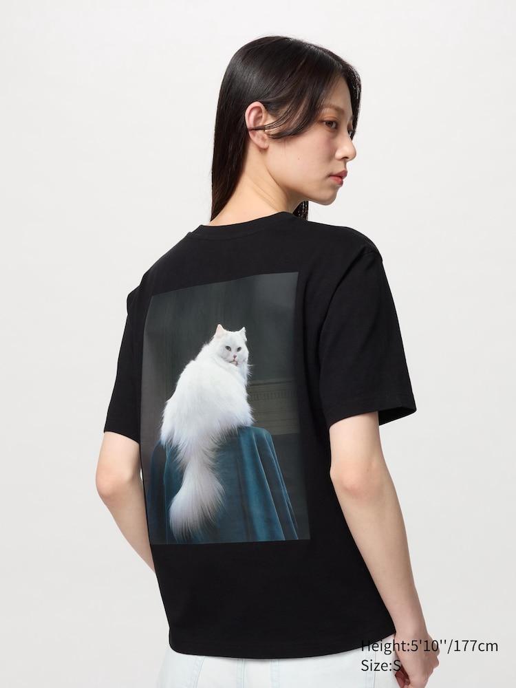 

Футболка с рисунком cat photographs ut Uniqlo, цвет 09 черный