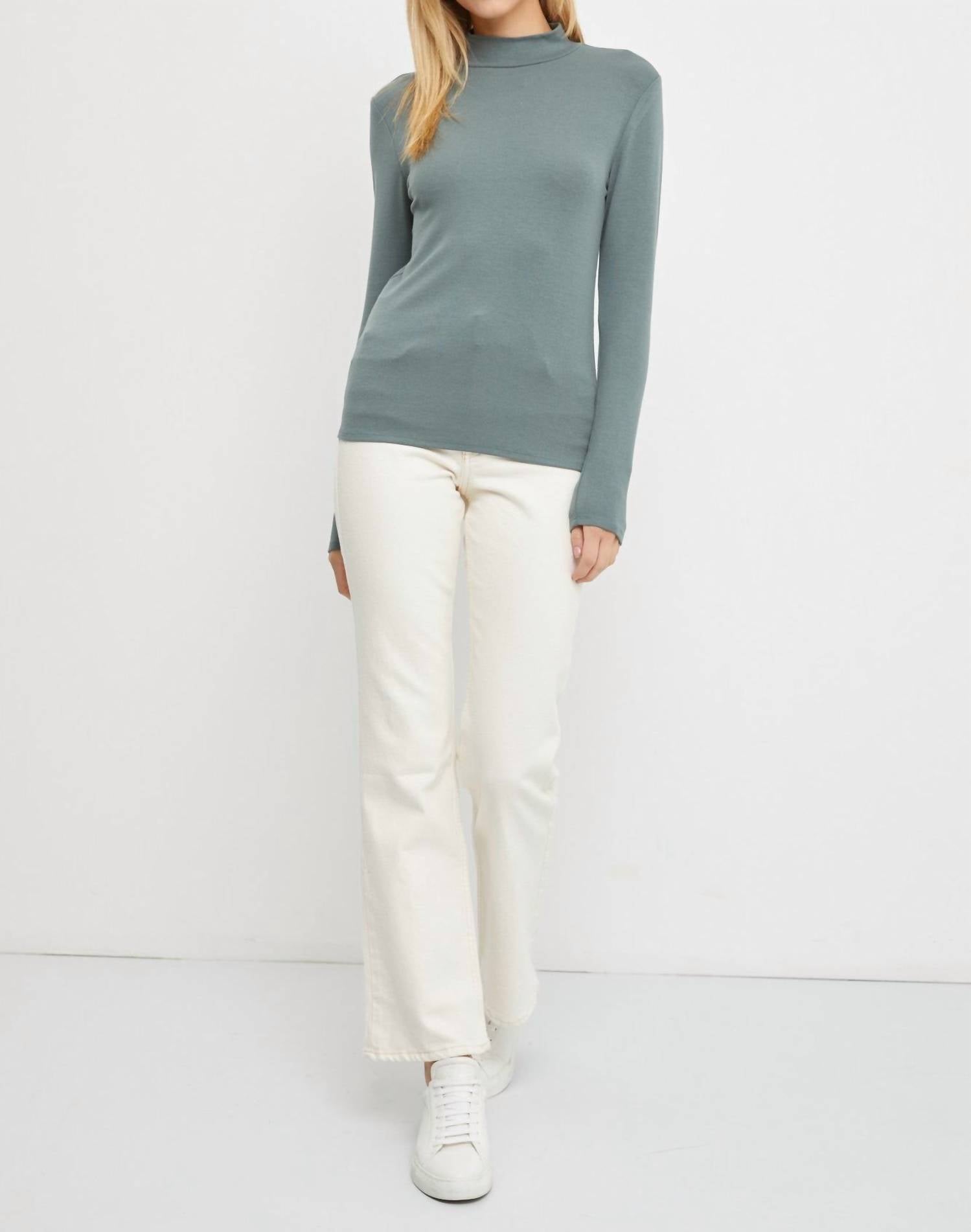 

Be cool Вязаный топ с высоким воротником цвета ели