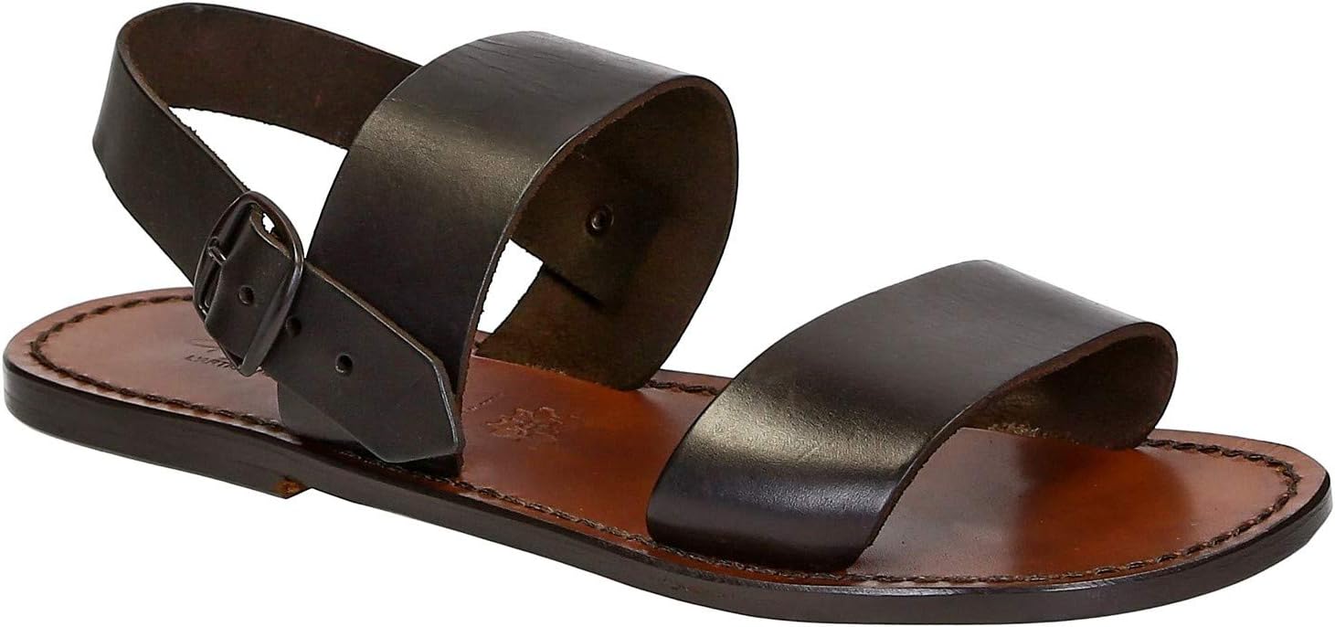 

Мужские сандалии ручной работы из темно-коричневой кожи Gianluca - L'Artigiano Del Cuoio