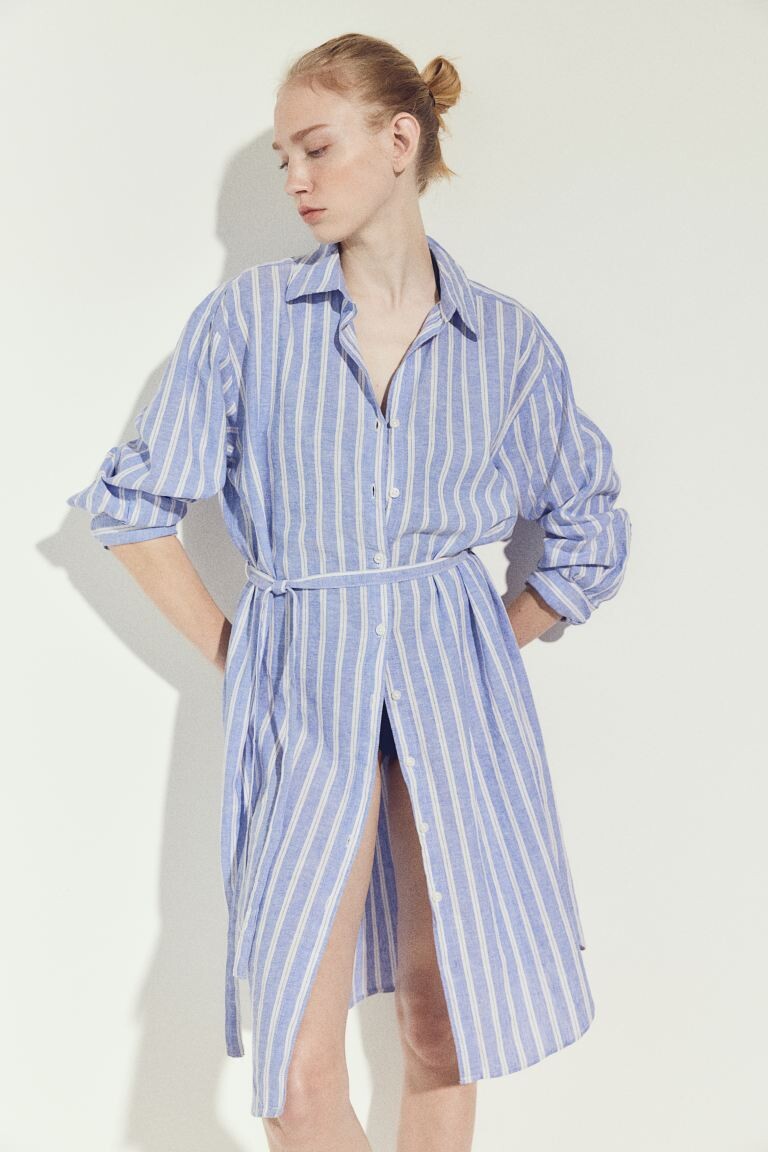 

Платье-Блузка из смеси льна H&M, синий