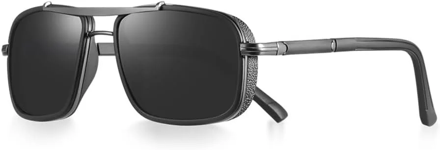 

Модные солнцезащитные очки для мужчин, прямоугольные, металлические, в стиле хип-хоп, панк, солнцезащитные очки для женщин, для путешествий MTZJH, C3 Gun Grey